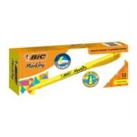 MARCADOR RESALTADOR BIC MAKING PUNTA CINCEL COLOR AMARILLO FLUORESCENTE C12 PZAS
