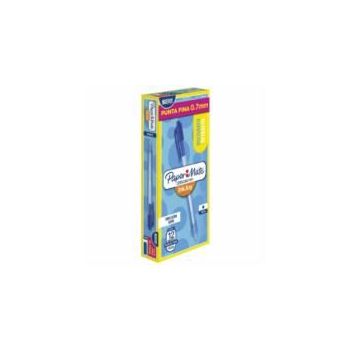BOLÍGRAFO PAPERMATE KILOMÉTRICO RETRÁCTIL PUNTO FINO 0.7MM COLOR AZUL CAJA C12 PZAS
