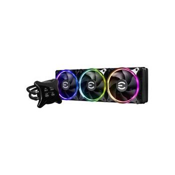 ENFRIAMIENTO LIQUIDO PARA CPU EVGA CLCX AIO 360MM ARGB DISPLAY LCD COMPATIBLE S 1200 1700 AM4 AM5 NEGRO