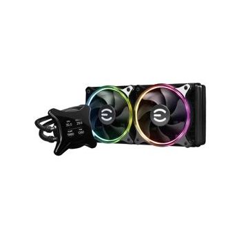 ENFRIAMIENTO LIQUIDO PARA CPU EVGA CLCX AIO 240MM ARGB DISPLAY LCD COMPATIBLE S 1200 1700 AM4 AM5 NEGRO