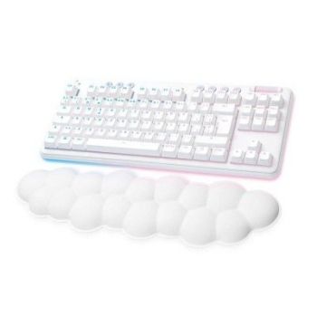 LOGITECH G715 WIRELESS MECHANICAL GAMING KEYBOARD WITHTACTILE SWITCHES (GX BROWN), AND KEYBOARD PALM REST - WHITE MIST -