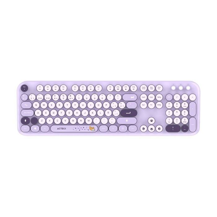 KIT TECLADO Y MOUSE INALAMBRICO ACTECK (AC-940214) MK485 CHIC K-COLORS,RF USB,105 TECLAS,100%,VIOLETA