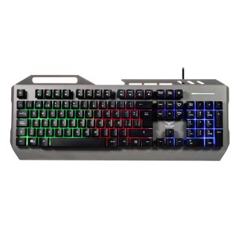 TECLADO MECANICO NACEB (NA-0966) CYBER STEEL, MEMBRANA, MULTICOLOR, 105 TECLAS, METAL-PVC, PLATA