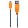 Manhattan USB-A to Micro-USB Braided Cable, 1m, Male to Male, 480 Mbps (USB 2.0), Hi-Speed USB, Blue Orange, Lifetime W