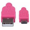 Manhattan USB-A to Micro-USB Braided Cable, 1m, Male to Male, 480 Mbps (USB 2.0), Hi-Speed USB, Pink Purple, Lifetime W