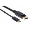 Manhattan USB-C to DisplayPort Cable, 4K@60Hz, 2m, Male to Male, Black, Equivalent to Startech CDP2DP2MBD, Three Year W