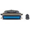 Manhattan USB-C to Parallel Cen36 Printer Converter, 1m, Full Speed (12 Mbps), IEEE 1284, Male to Female, Black, Blister