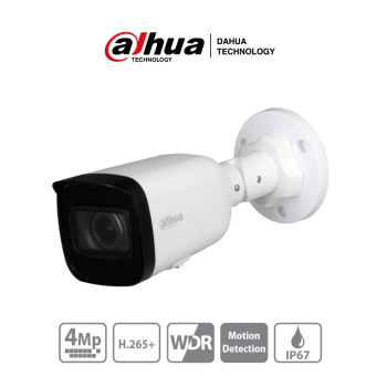 CAMARA IP DAHUA BULLET DE 4 MEGAPIXELES  LENTE MOTORIZADO DE 2.8 A 12MM  H.265  IR DE 50 METROS  WDR, 3D DNR  RANURA PA 2