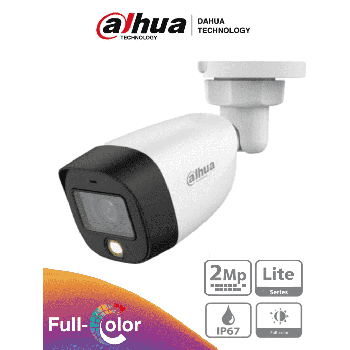 CáMARA DAHUA  BULLET FULL COLOR 1080P  LENTE DE 2.8 MM  106 GRADOS DE APERTURA  LUZ BLANCA DE 20 MTS  STARLIGHT  IP67  2
