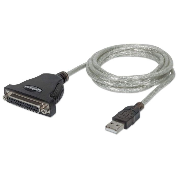 CONVERTIDOR MANHATTAN PARA IMPRESORA USB-A A PARALELO DB25 COLOR PLATA