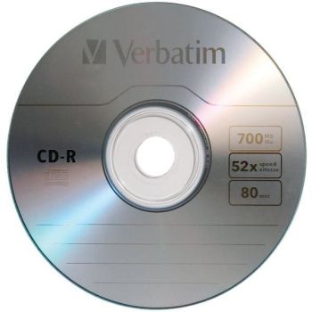 DISCO COMPACTO VERBATIM CD-R 80MIN 700MB 52X PAQUETE C50 PZAS