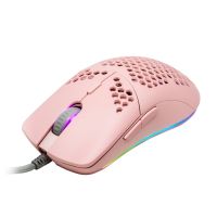 MOUSE GAME FACTOR MOG601 ULTRALIGHT RGB SENSOR PMW3389 16000 DPI 7 BOTONES CLIC LÁSER COLOR ROSA