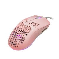 MOUSE GAME FACTOR MOG601 ULTRALIGHT RGB SENSOR PMW3389 16000 DPI 7 BOTONES CLIC LÁSER COLOR ROSA