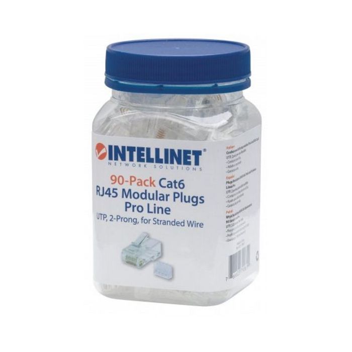 PLUG INTELLINET RJ45 CAT6 UTP MULTIFILAR 50 MICRAS PRO BOTE C90 PZAS