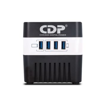 CDP RU-AVR604- REGULADOR DE VOLTAJE  SUPRESIÓN DE PICOS  600VA  300W  4 PUERTOS USB PARA CARGA DE 2.1A MAX  4 SALIDAS RE 2