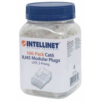 PLUG INTELLINET RJ45 CAT 6 UTP SÓLIDO BOTE C100 PZAS 2