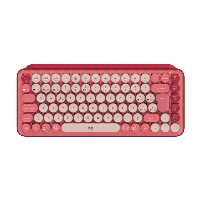 TECLADO LOGITECH POP MECÁNICO TECLAS EMOJI PERSONALIZABLES COLOR ROSA CORAL