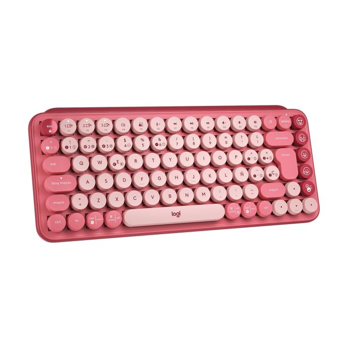 TECLADO LOGITECH POP MECÁNICO TECLAS EMOJI PERSONALIZABLES COLOR ROSA CORAL