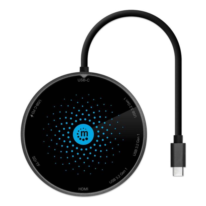 DOCKING MANHATTAN USB-C A HDMI USB-C PD 3XUSB-A LECTOR TARJETAS CON BASE CARGA INALÁMBRICA