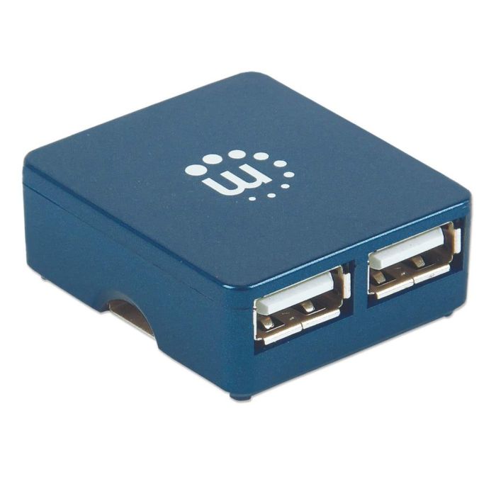 MICRO HUB MANHATTAN USB 2.0 ALTA VELOCIDAD 4 PUERTOS COLOR AZUL