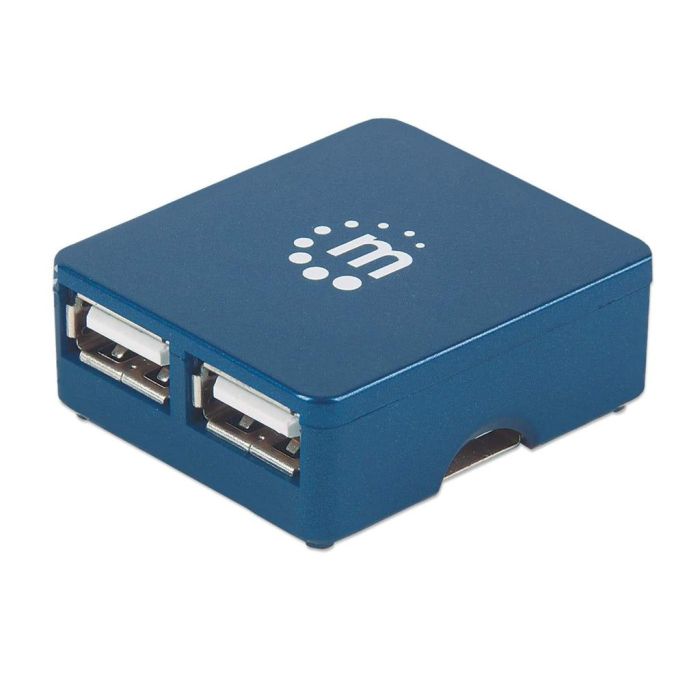 MICRO HUB MANHATTAN USB 2.0 ALTA VELOCIDAD 4 PUERTOS COLOR AZUL