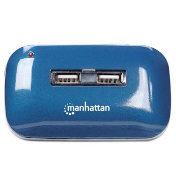 HUB MANHATTAN USB ALTA VELOCIDAD 2.0 ALIMENTACIÓN DUAL 7 PUERTOS COLOR AZUL 2