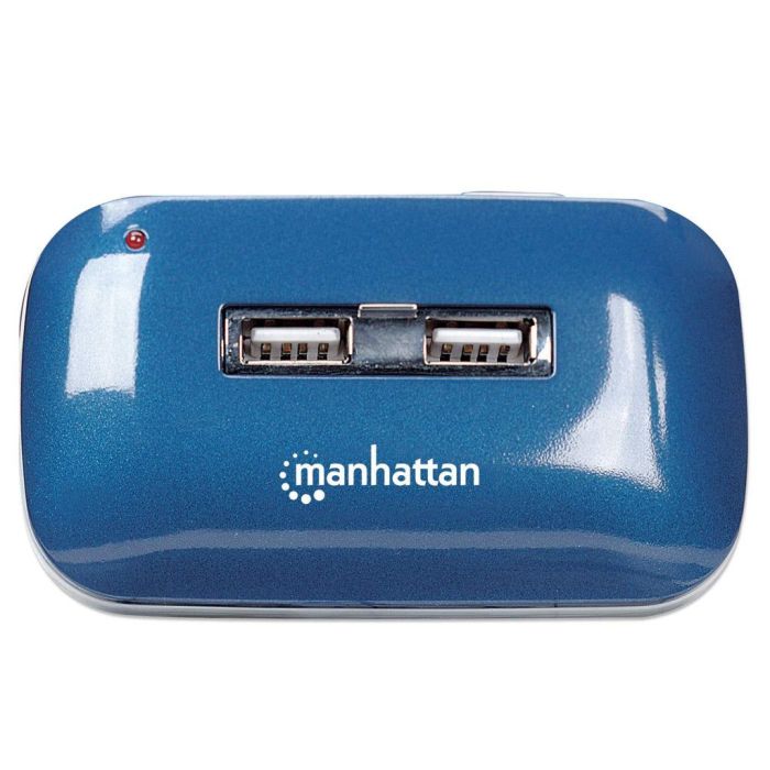 HUB MANHATTAN USB ALTA VELOCIDAD 2.0 ALIMENTACIÓN DUAL 7 PUERTOS COLOR AZUL