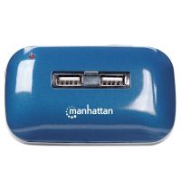 HUB MANHATTAN USB ALTA VELOCIDAD 2.0 ALIMENTACIÓN DUAL 7 PUERTOS COLOR AZUL