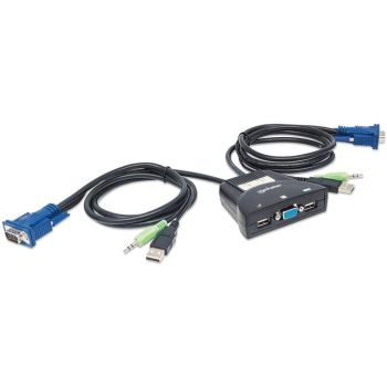 MINI SWITCH KVM MANHATTAN 2 PUERTOS USB 2 1 CABLES+AUDIO COLOR NEGRO 2