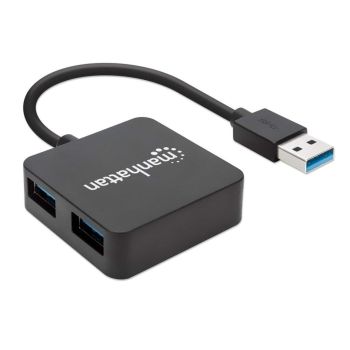 MINI HUB MANHATTAN USB 3.0 ALTA VELOCIDAD 4 PUERTOS COLOR NEGRO 2