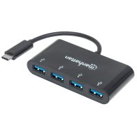 HUB MANHATTAN USB-C 3.2 GEN1 4 PUERTOS USB-A COLOR NEGRO