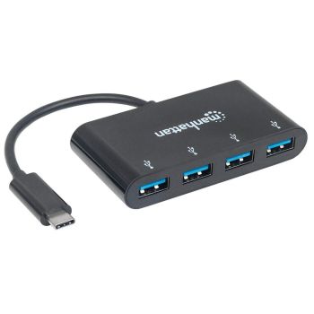 HUB MANHATTAN USB-C 3.2 GEN1 4 PUERTOS USB-A COLOR NEGRO 2