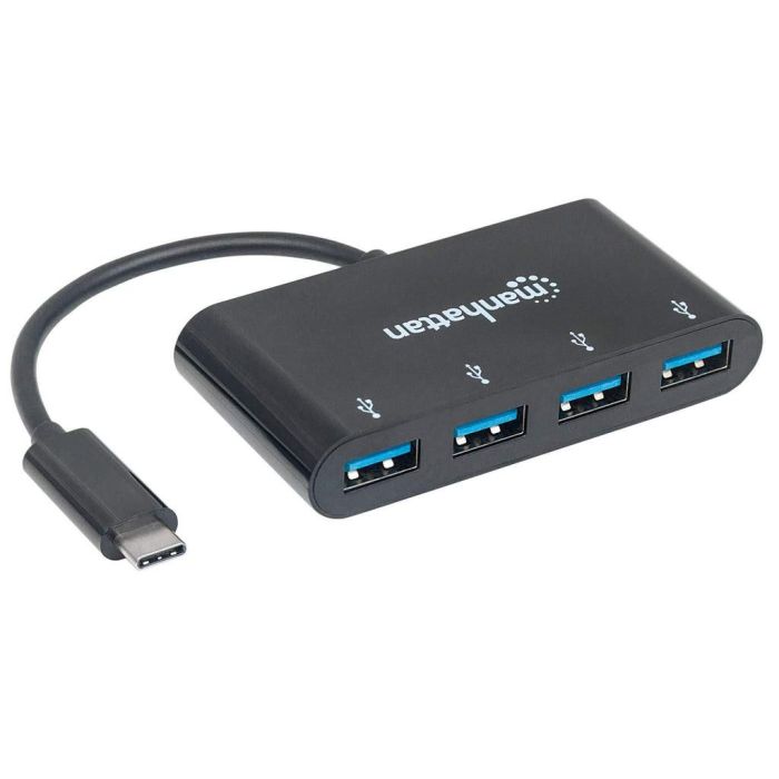 HUB MANHATTAN USB-C 3.2 GEN1 4 PUERTOS USB-A COLOR NEGRO