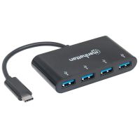 HUB MANHATTAN USB-C 3.2 GEN1 4 PUERTOS USB-A COLOR NEGRO