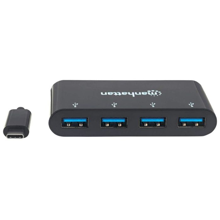 HUB MANHATTAN USB-C 3.2 GEN1 4 PUERTOS USB-A COLOR NEGRO