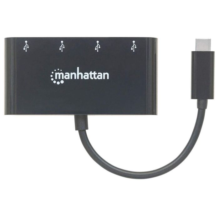 HUB MANHATTAN USB-C 3.2 GEN1 4 PUERTOS USB-A COLOR NEGRO
