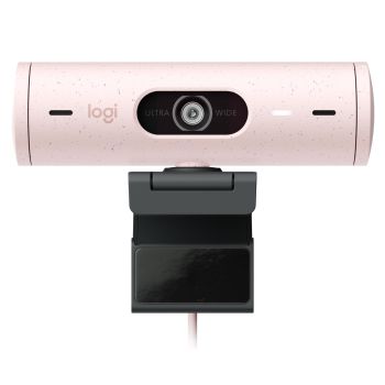 CÁMARA WEB LOGITECH BRIO 500 FHD RESOLUCIÓN 1080P CORRECCIÓN ILUMINACIÓN ENCUADRE AUTOMÁTICO COLOR ROSA