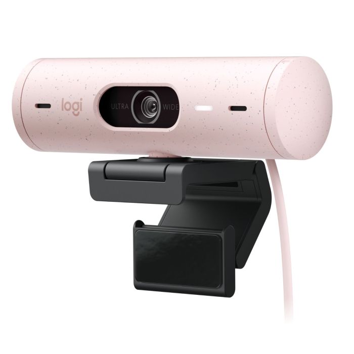 CÁMARA WEB LOGITECH BRIO 500 FHD RESOLUCIÓN 1080P CORRECCIÓN ILUMINACIÓN ENCUADRE AUTOMÁTICO COLOR ROSA