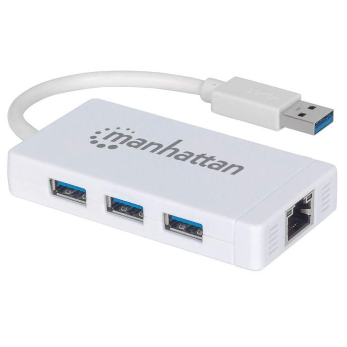 HUB MANHATTAN USB 3.0 CON 3 PUERTOSADAPTADOR GIGABIT ETHERNET