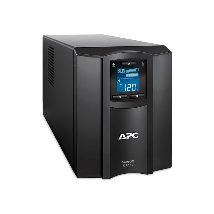 UPS APC 1000VA600W PANTALLA LCD 120V CONEXIÓN INTELIGENTE TORRE DE ONDA SINUSOIDAL PURA 8 CONTACTOS COLOR NEGRO