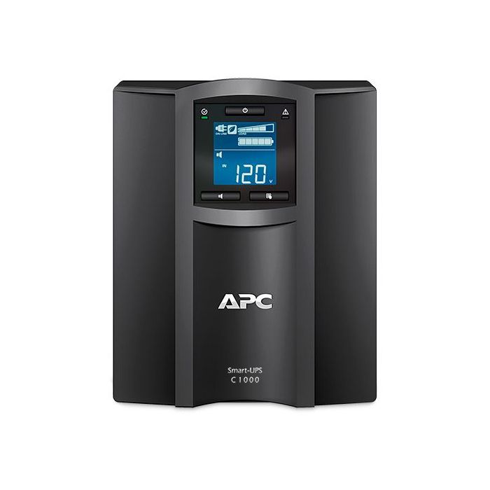 UPS APC 1000VA600W PANTALLA LCD 120V CONEXIÓN INTELIGENTE TORRE DE ONDA SINUSOIDAL PURA 8 CONTACTOS COLOR NEGRO