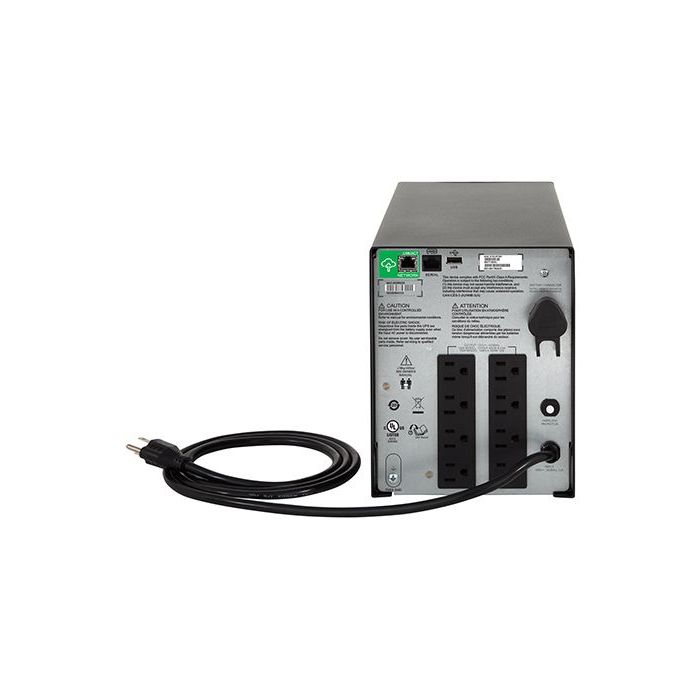 UPS APC 1000VA600W PANTALLA LCD 120V CONEXIÓN INTELIGENTE TORRE DE ONDA SINUSOIDAL PURA 8 CONTACTOS COLOR NEGRO