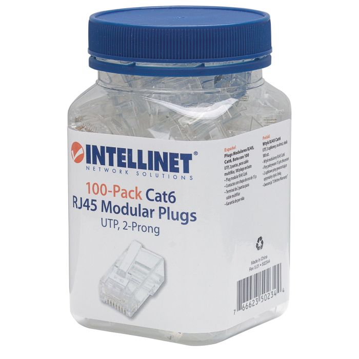 PLUG INTELLINET RJ45 CAT 6 UTP MULTIFILAR 15 MICRAS BOTE C100 PZAS