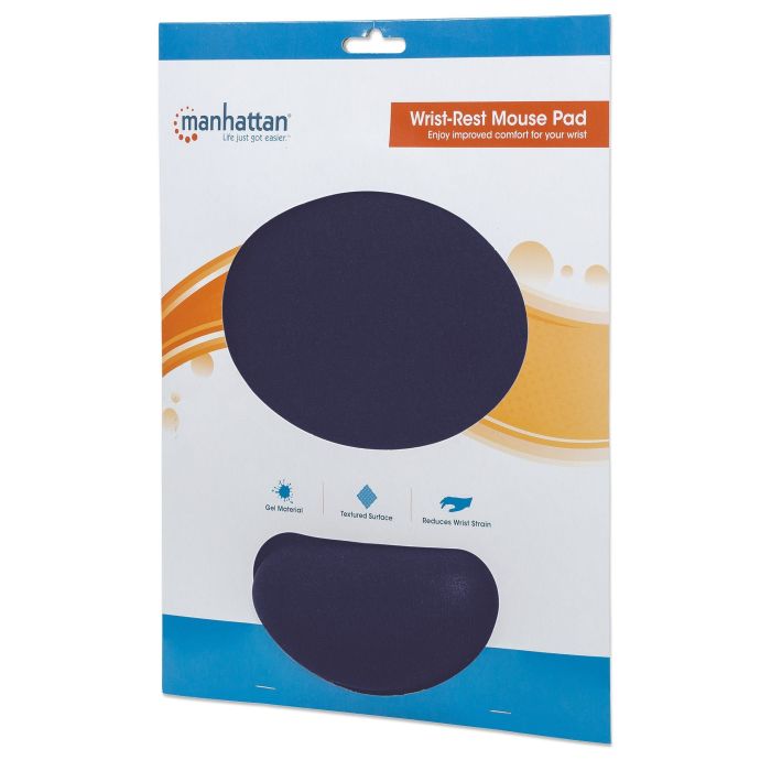 MOUSE PAD MANHATTAN TIPO GEL CDESCANSA MUÑECAS COLOR AZUL MARINO