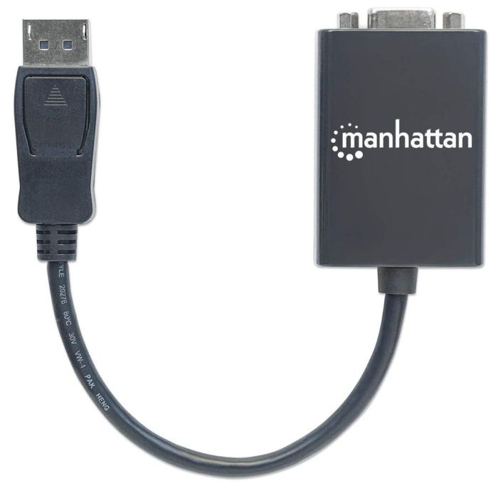 ADAPTADOR MANHATTAN DISPLAYPORT M A VGA H 15CM ACTIVO COLOR NEGRO