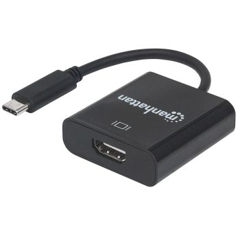 CONVERTIDOR MANHATTAN VIDEO USB-C A HDMI HEMBRA COLOR NEGRO