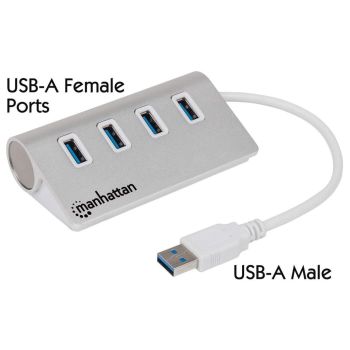 HUB MANHATTAN USB 3.0 SUPERSPEED 4 PUERTOS COLOR ALUMINIO 2