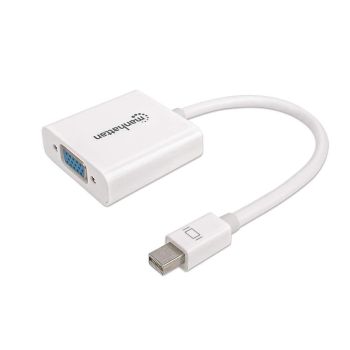 ADAPTADOR MANHATTAN MINI DISPLAYPORT-M A VGA-H ACTIVO COLOR BLANCO