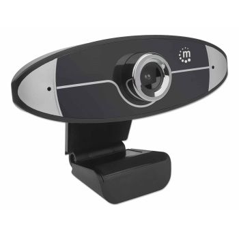 CÁMARA WEB MANHATTAN ALTA DEFINICIÓN HD 720P USB MICRÓFONO BASE AJUSTABLE COLOR NEGRO 2