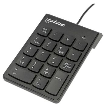 TECLADO NUMÉRICO MANHATTAN ALÁMBRICO USB 18 TECLAS COLOR NEGRO